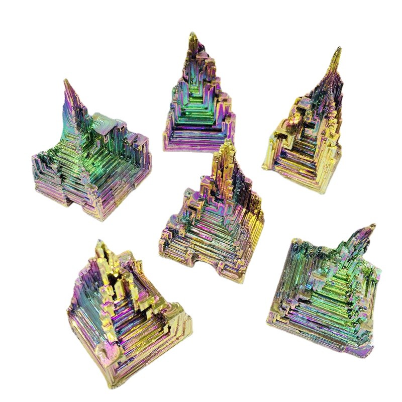 Natural Rainbow Aura Titanium Bismuth Mineral Stone Crystal Cluster Specimens