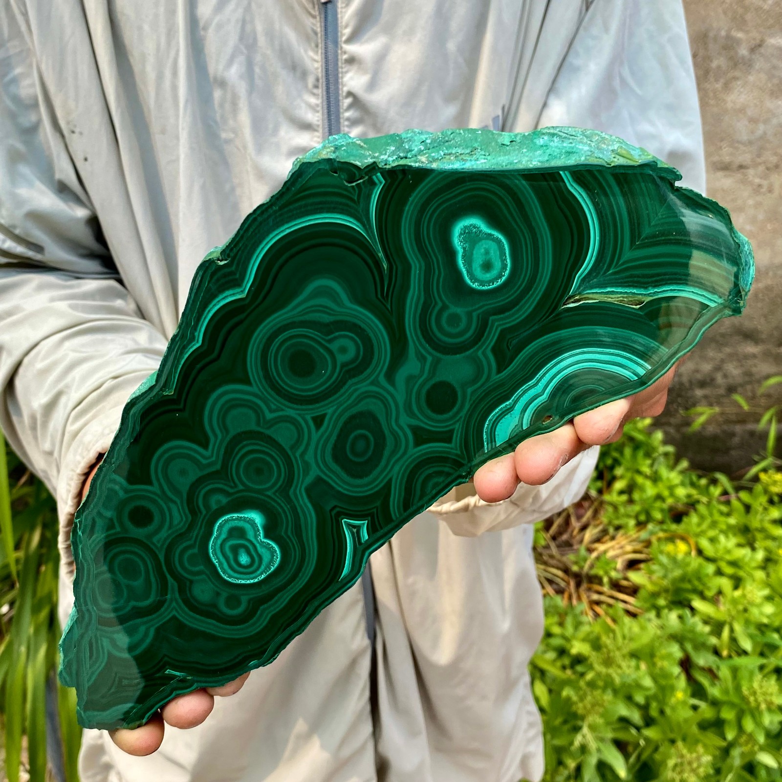 2.6LB Natural malachite slice quartz crystal luster mineral specimen