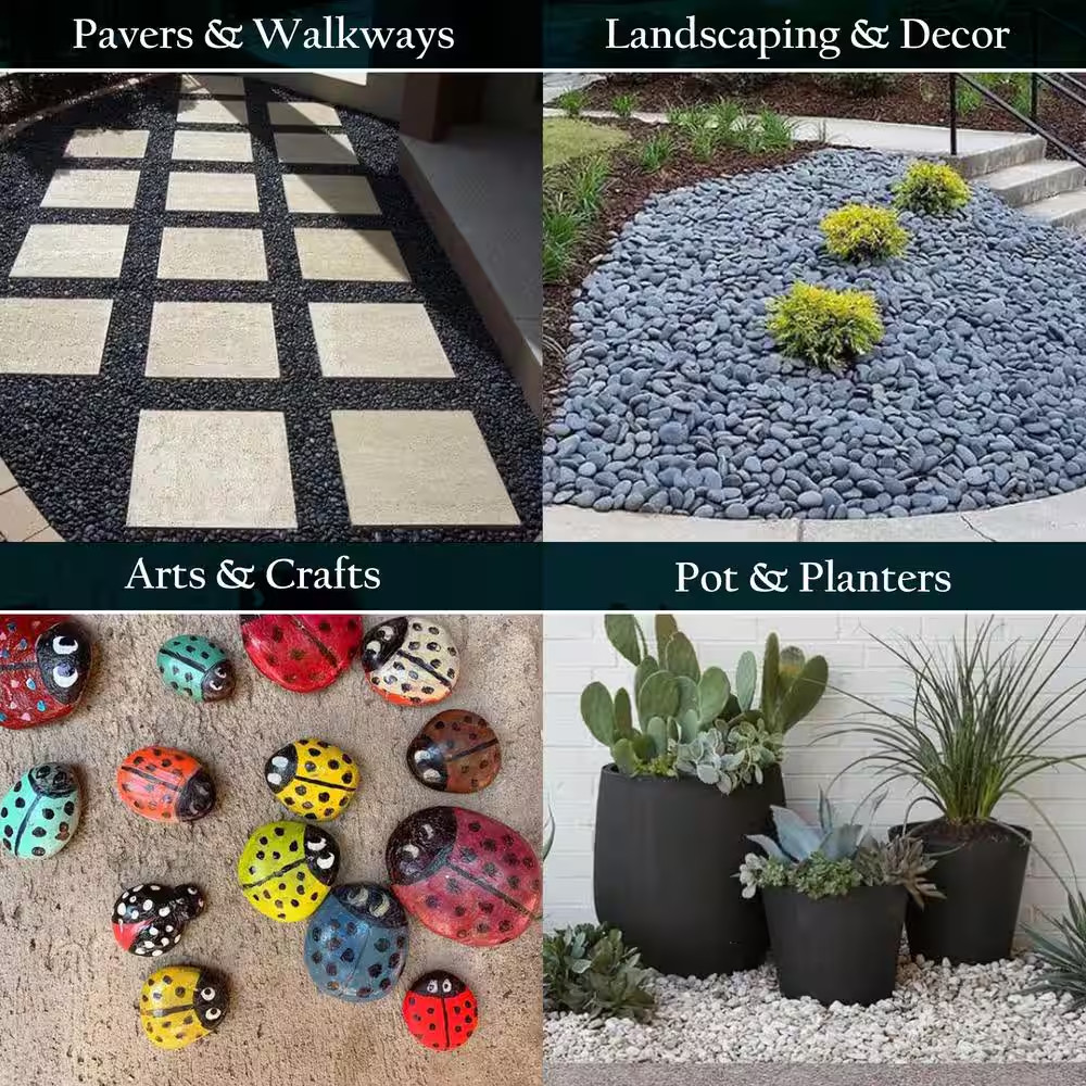 20 Lb. Grade a Black Polished Pebbles 1 In. to 2 In.