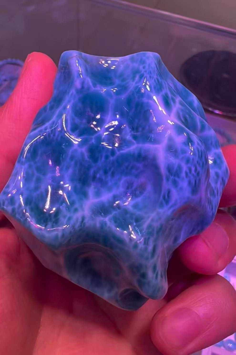 290g Natural Larimar Gem freeform Quartz Sphere Crystal Energy Reiki Decor