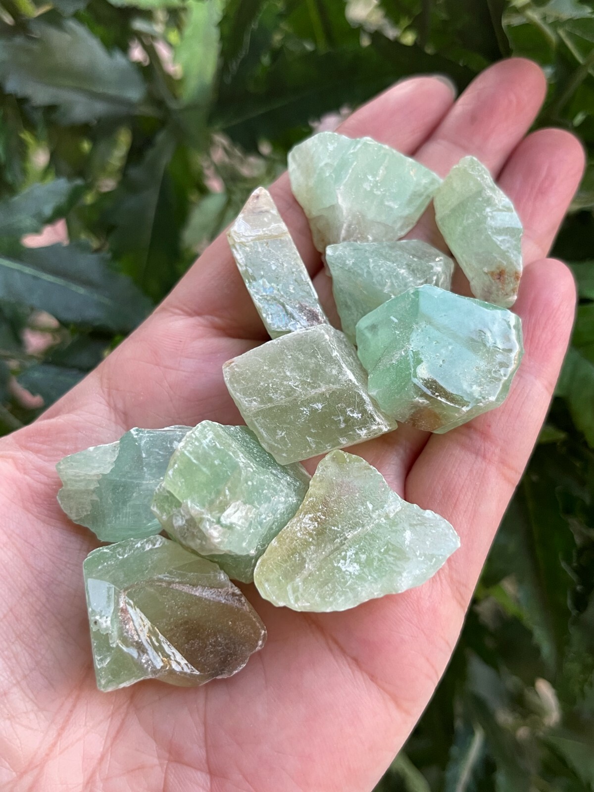 Small Green Calcite Rough Stones, 0.75″-1.25″ Raw Calcite Green Chips, Bulk Lot