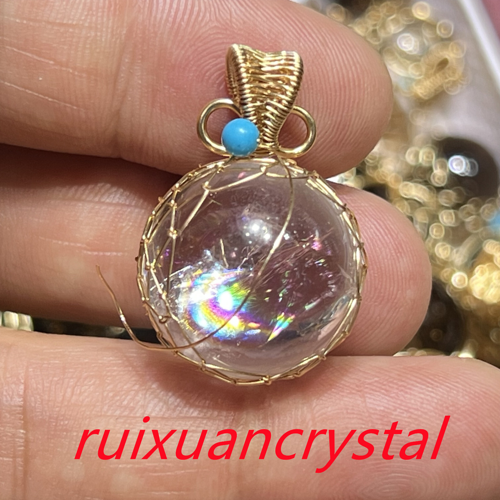 1PC Natural clear crystal Quartz sphere Rainbow Crystal Ball pendant Healing