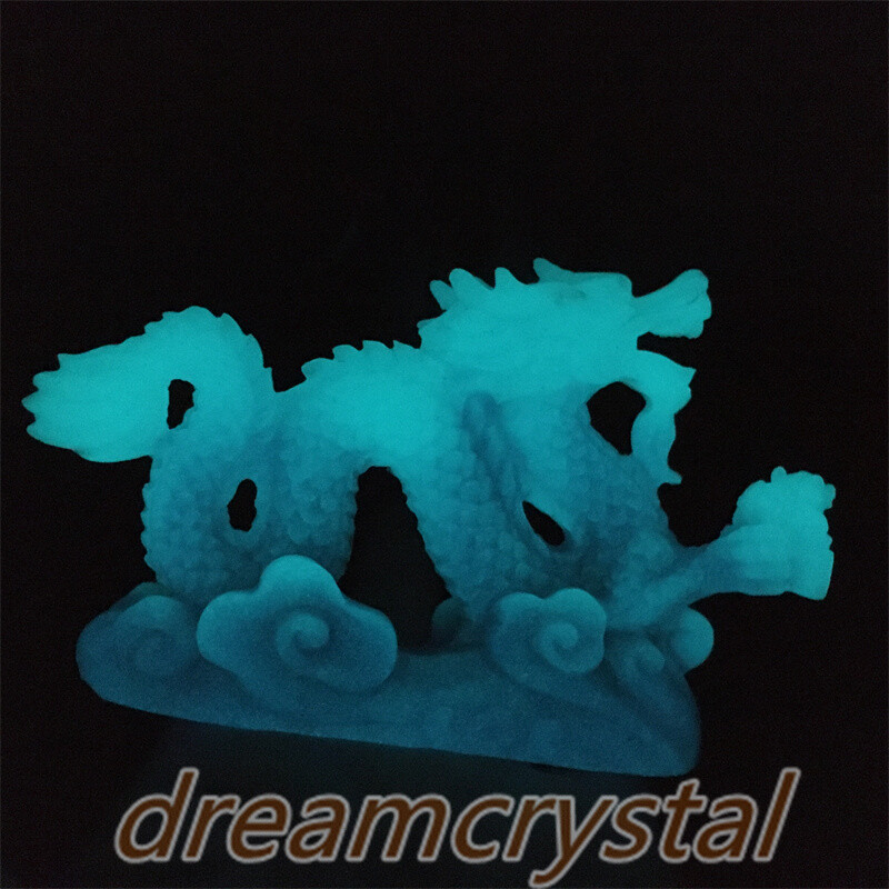 4″ Luminous Stone Chinese Dragon Skull Carved Epoxy Resin Skull Reiki Gift 1pc