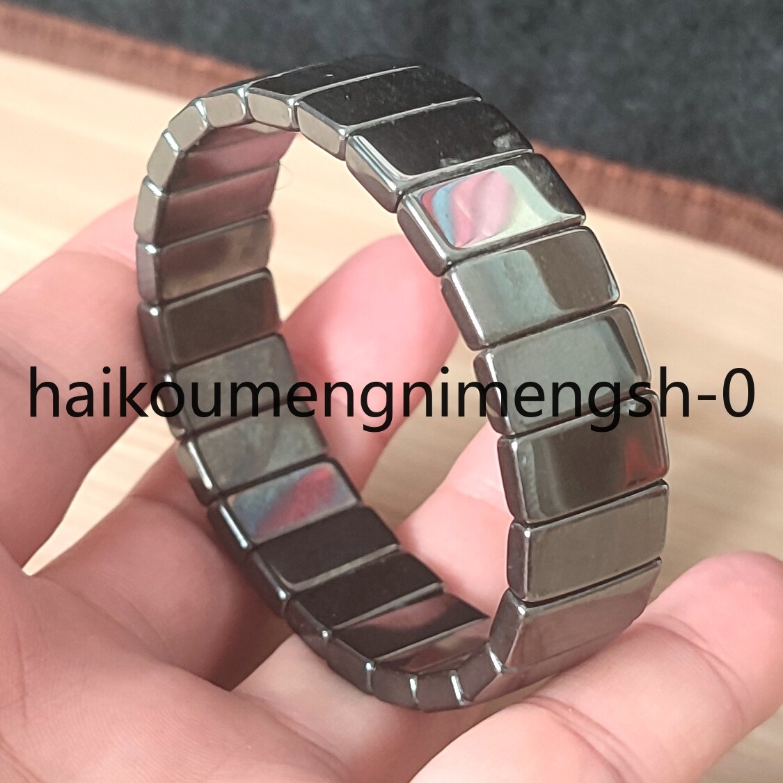 16mm Natural Terahertz Wave Energy Stone Beads Stretch Bracelet Reiki Healing