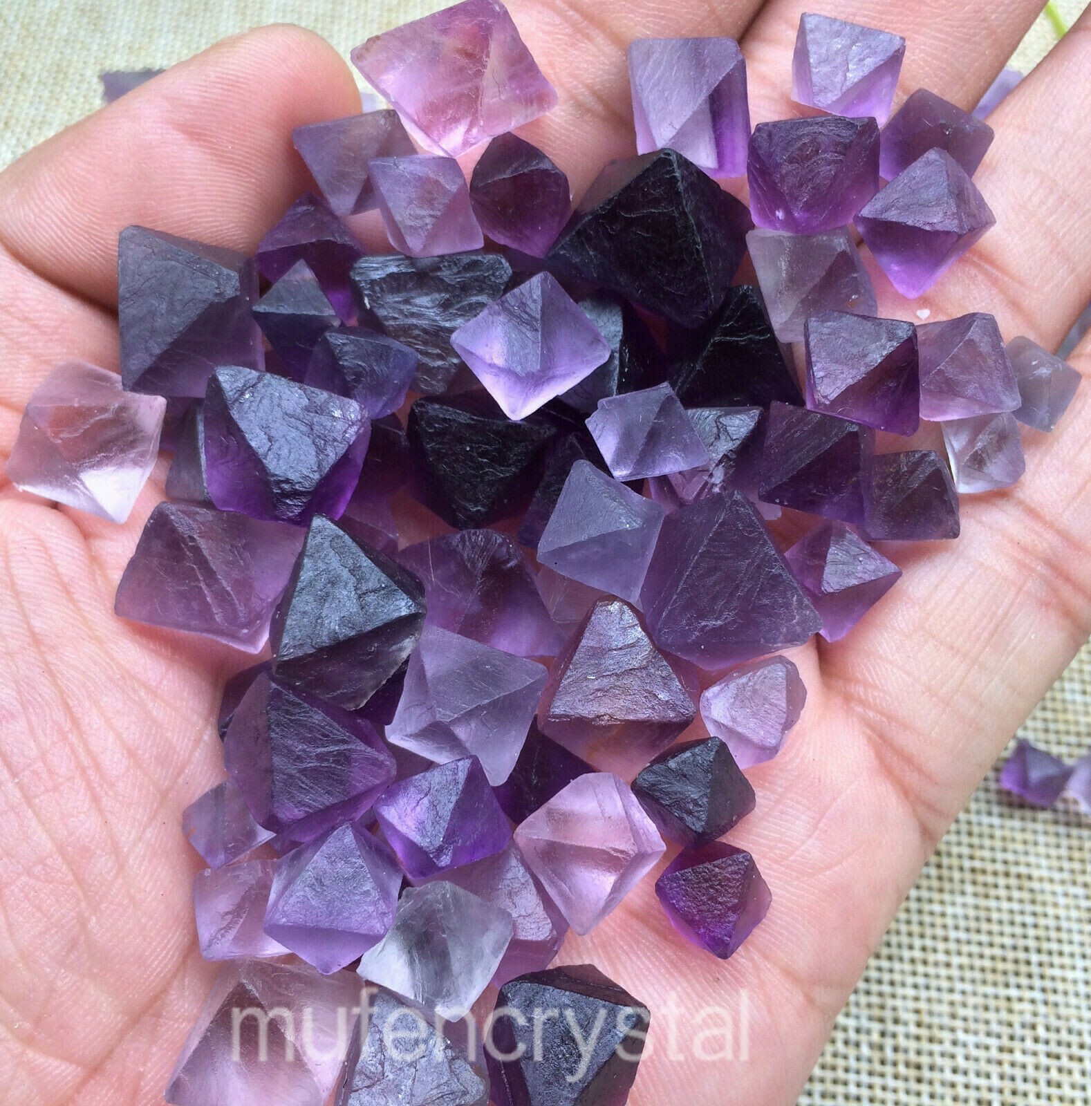 2.2lb Natural Purple Fluorite Octahedron Quartz Crystal Point Healing Gift