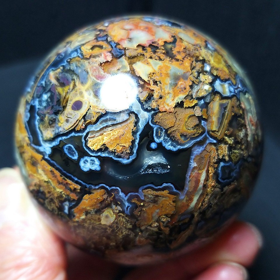 RARE 238.3g Natural Polished Colorful Agate Stone Ball Healing Madagascar AB1600