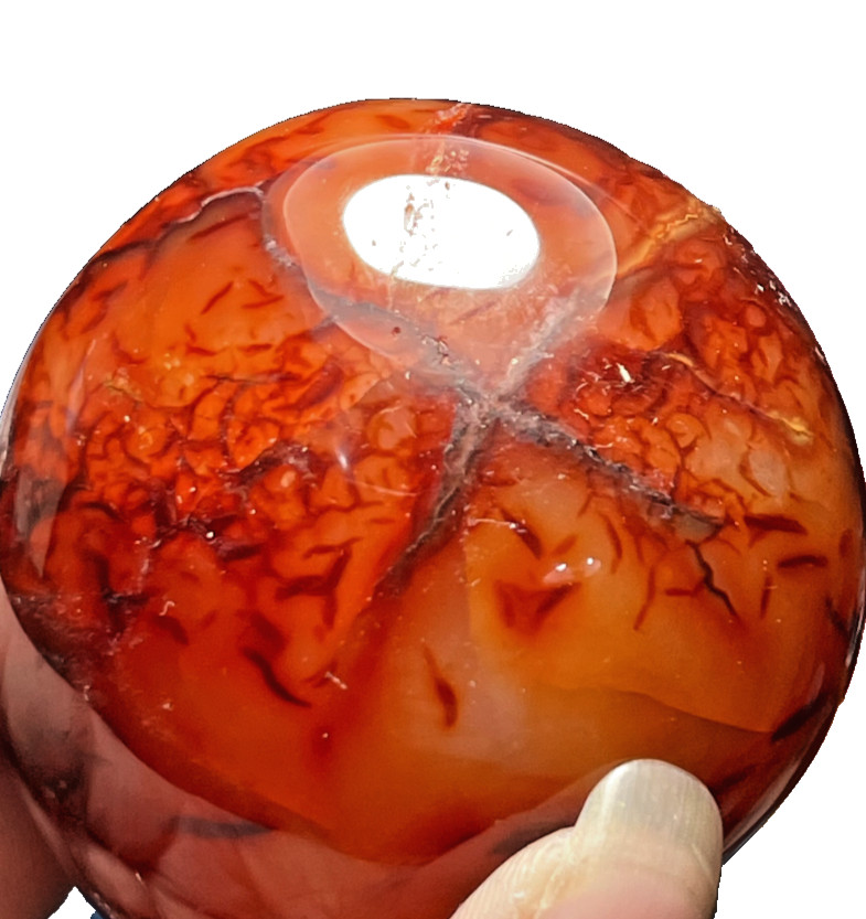 Beautiful Unique Natural Polished Red Carnelian Stone Crystal Sphere 2.5″