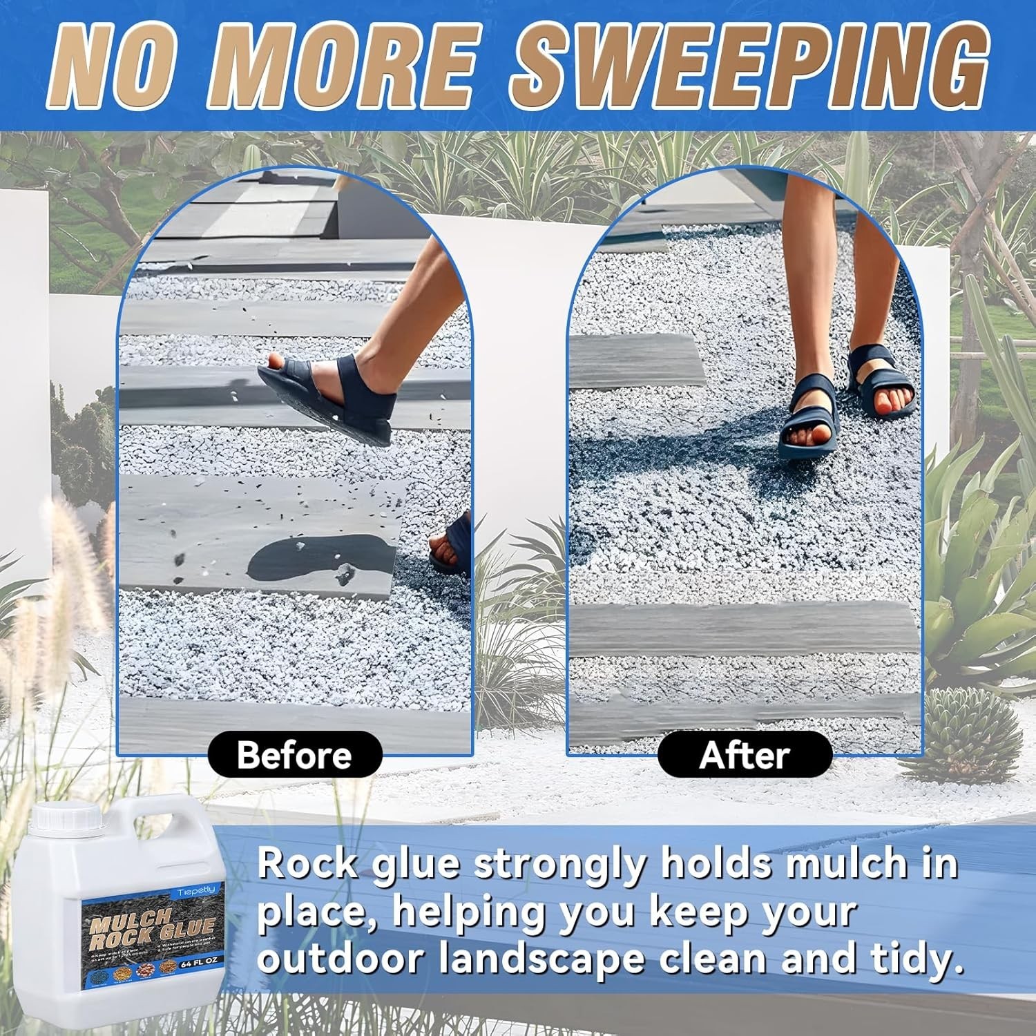 64OZ Mulch & Rock Glue for Landscaping, Powerfully Lock Pea Gravel and Most Mulc
