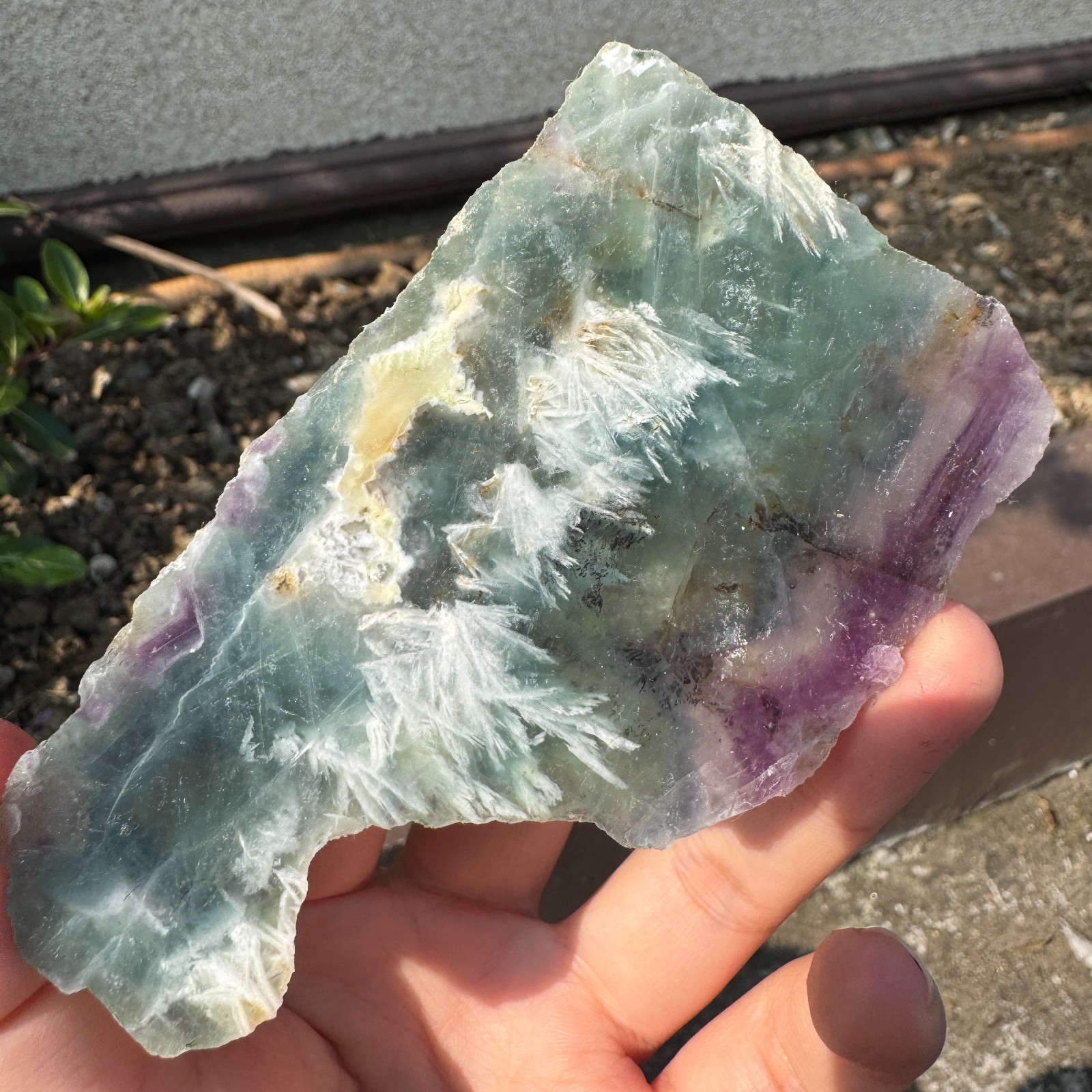 100G Natural feather fluorite crystal slice rough quartz crystal specimen healin