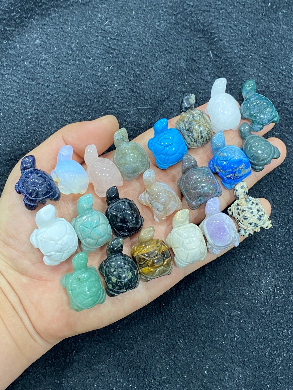 5pc Natural mixed Quartz hand Carved Mini turtle crystal Reiki healing gift