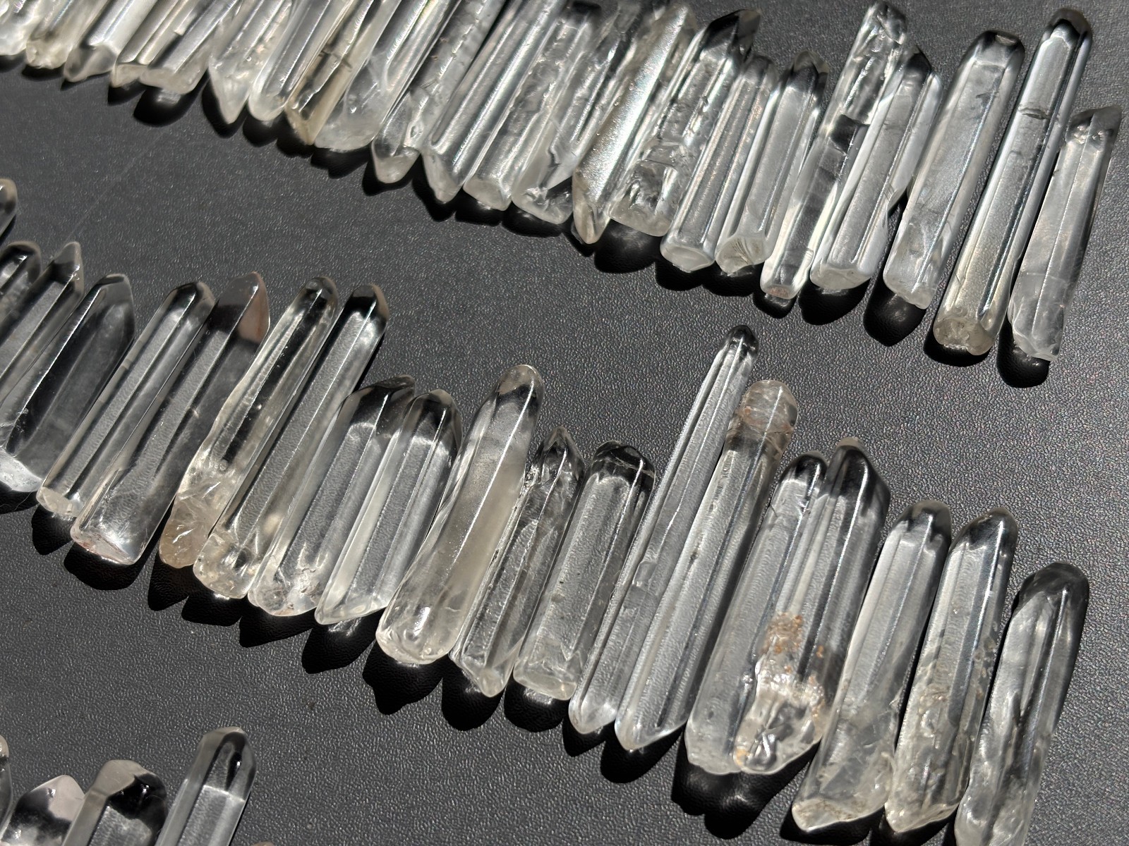 100pcs Bulk Thin Lemurian Polished Clear Quartz Crystal Points Wand Specimens