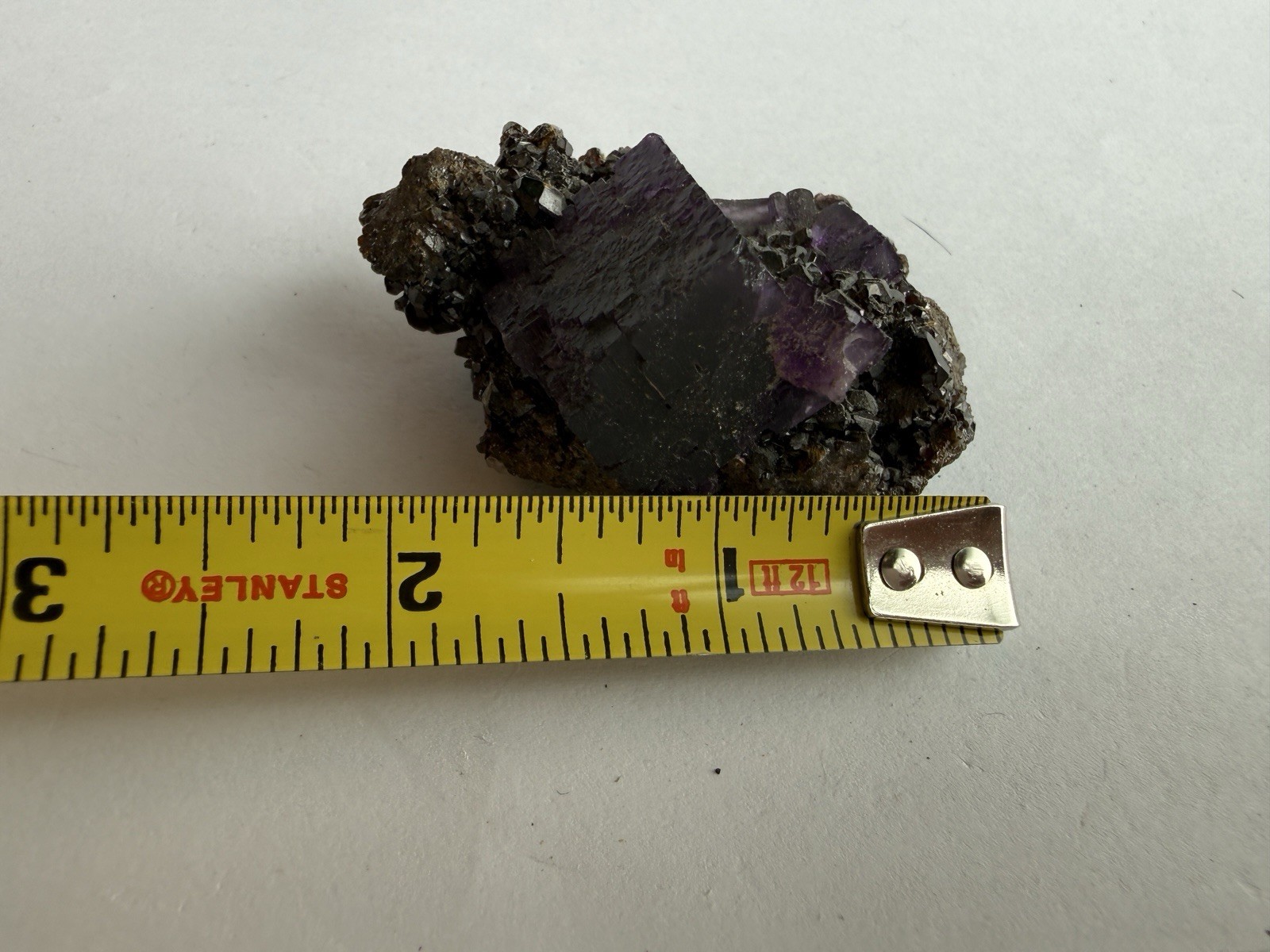 Purple Fluorite on Sphalerite Crystal Cluster Elmwood Mineral Specimen 84g