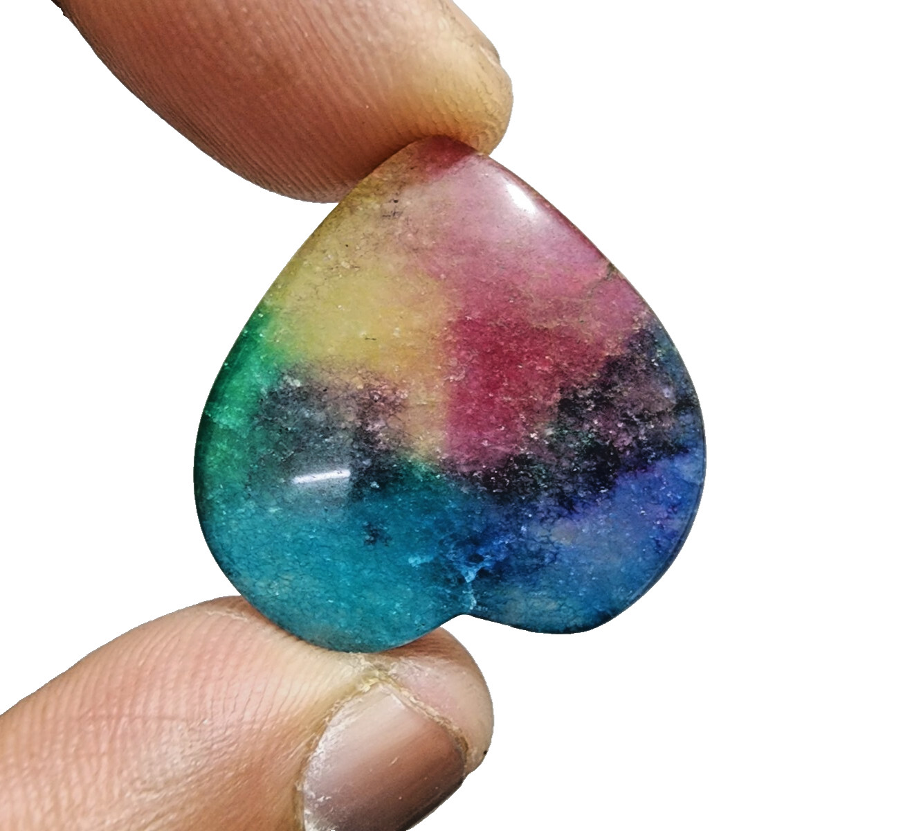 48 Crt Heart Shape Rainbow Solar Quartz Loose Gemstone Cabochon Jewelry Making