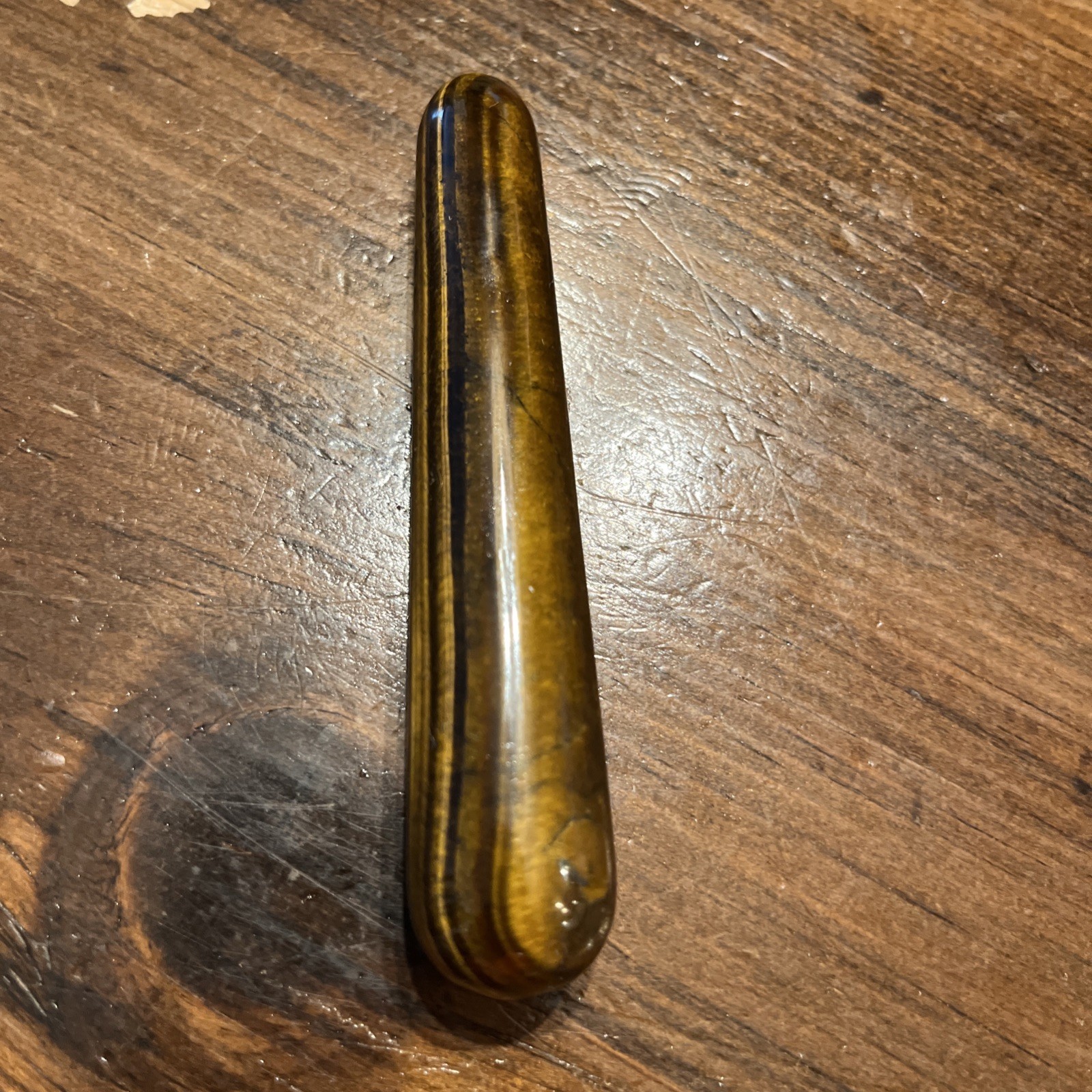 Natural Tiger’s Eye Quartz Crystal Wand Healing Massage Stick Polished 1Pc