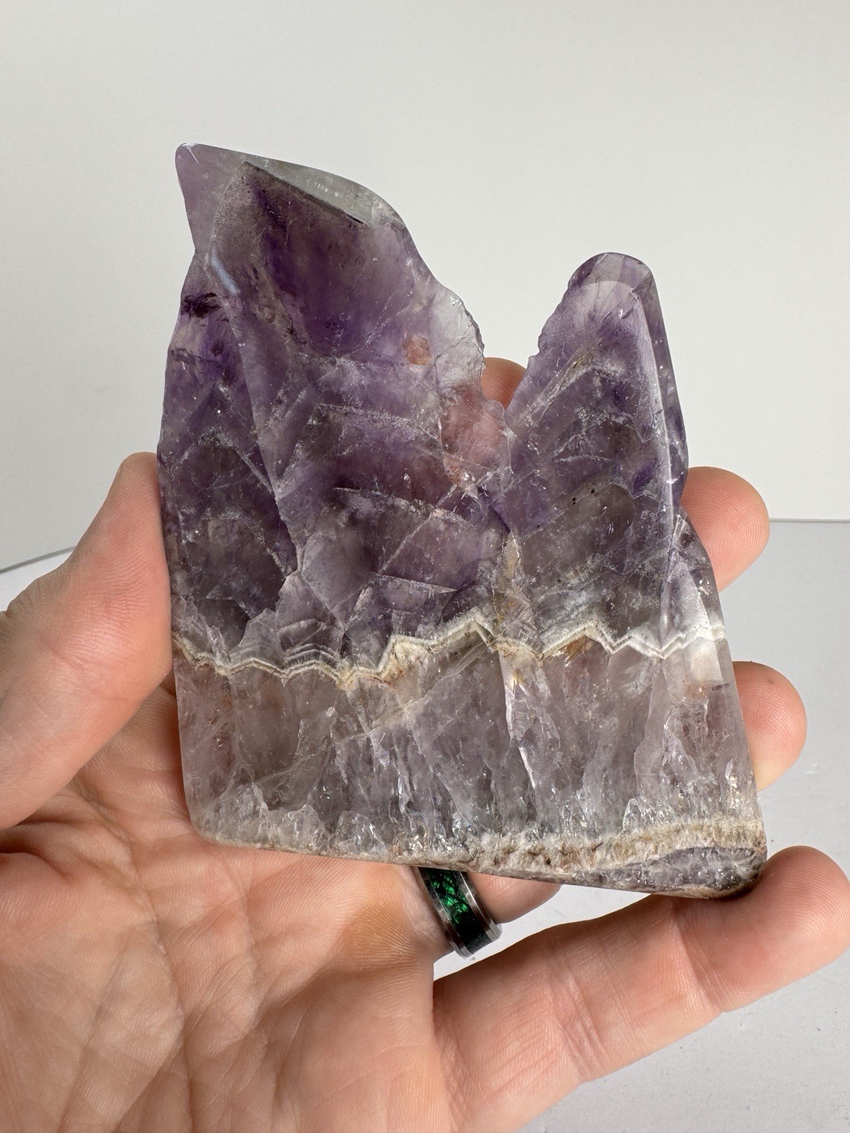 Boreal Amethyst Auralite 23 Crystal – Vertical Cut Polished Face