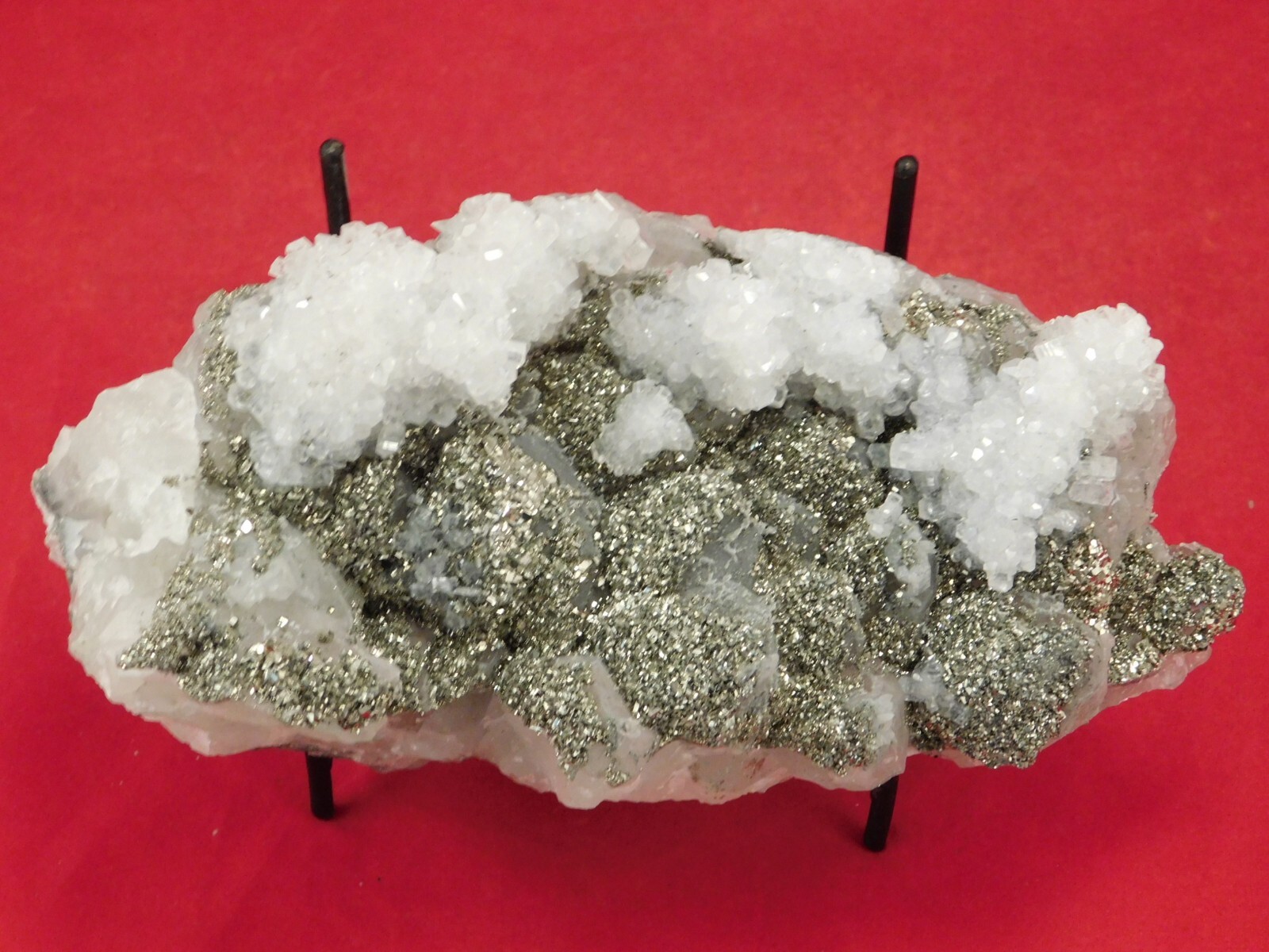 BIG! Pyrite Crystal Cluster on DOGTOOTH Calcite Crystals! From Mexico 1202gr