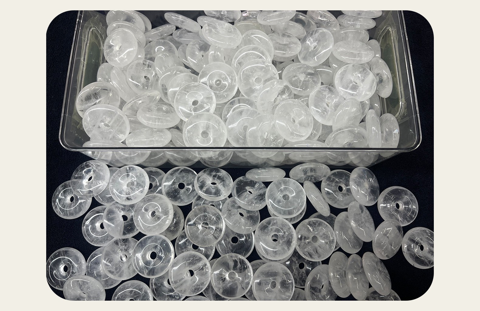 Certified Natural icy transparent White Crystal Donuts Pendant 35mm