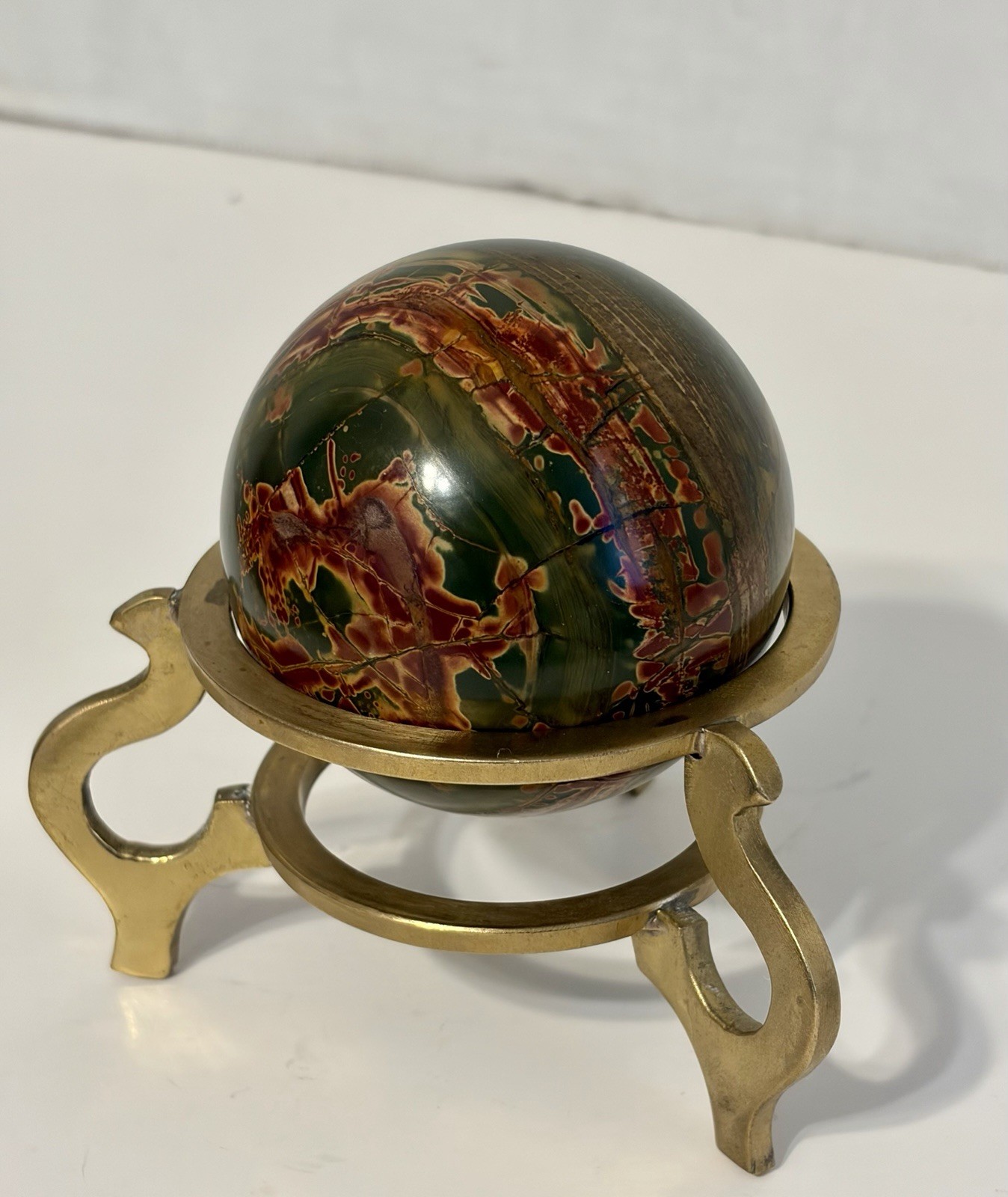 cherry creek jasper sphere 2.5” with brass holder
