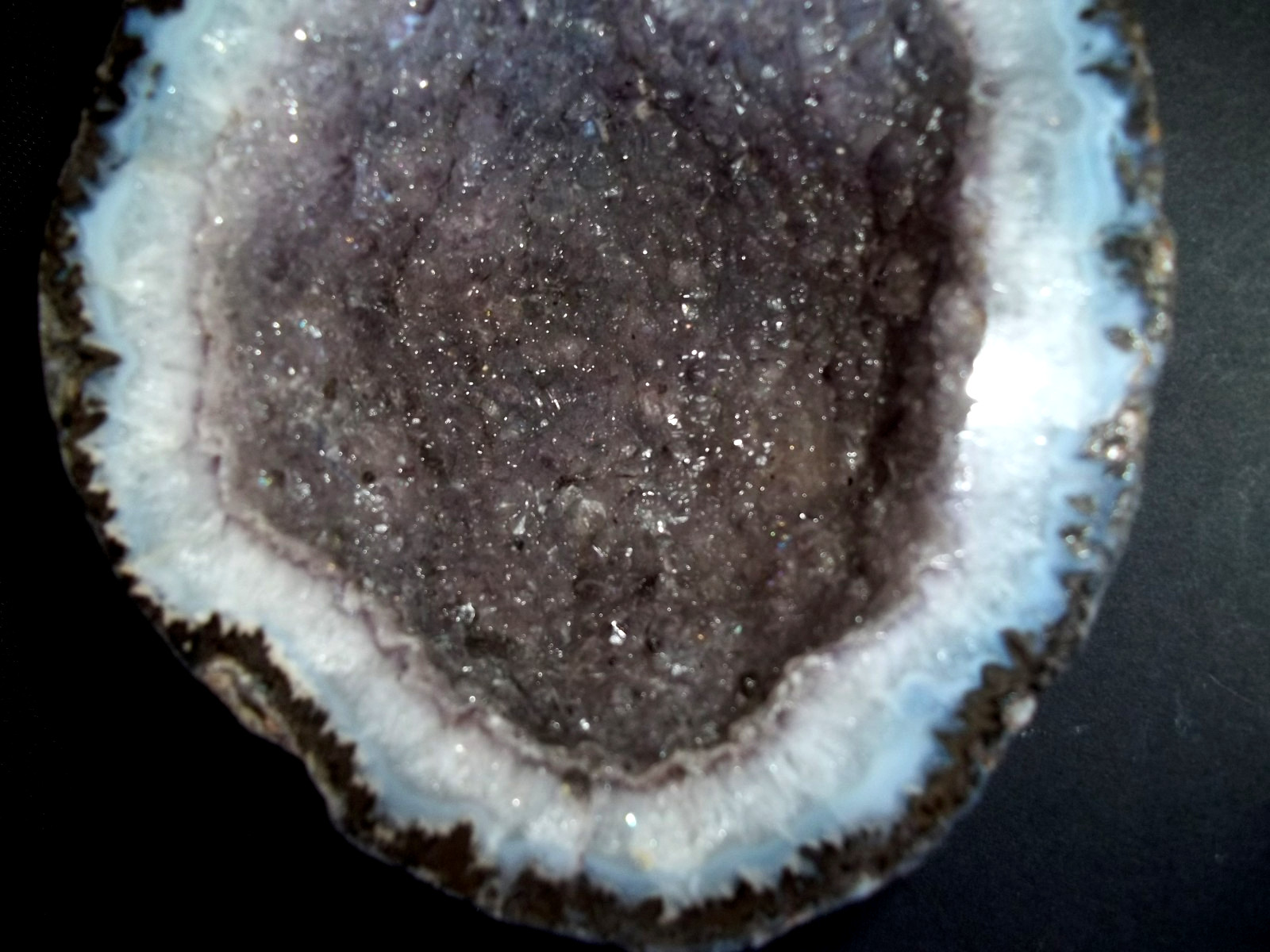 light purple amethyst geode crystallin specimin. 4.5 x 4.5 spotted rear