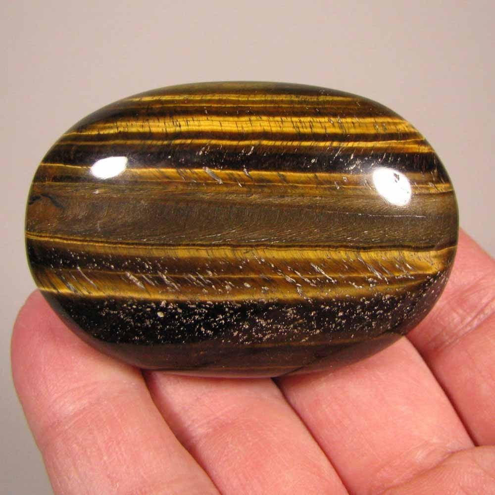 2.3″ TIGER EYE Gemstone Polished Palm Stone – South Africa