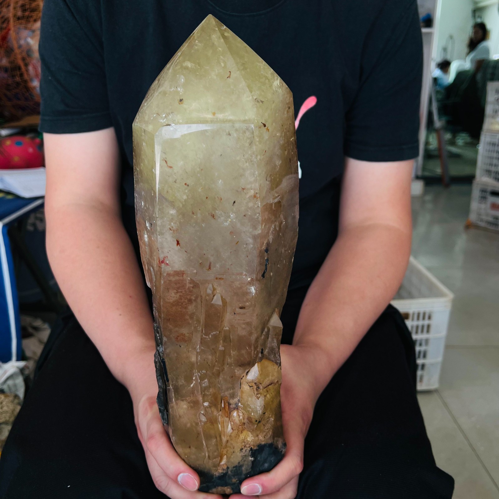 15.4LB Genuine Citrine Elestial Crystal – Untreated Raw Stone Healing Crystal