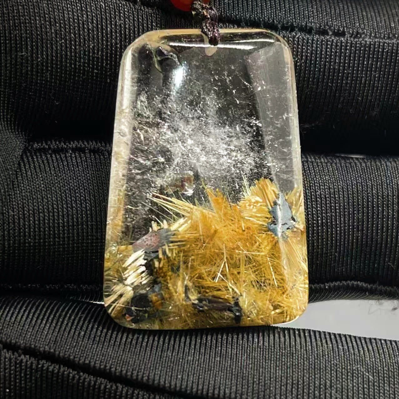 17.8g Natural Gold Hair Rutilated Quartz Crystal Pendant Reiki Healing Gift
