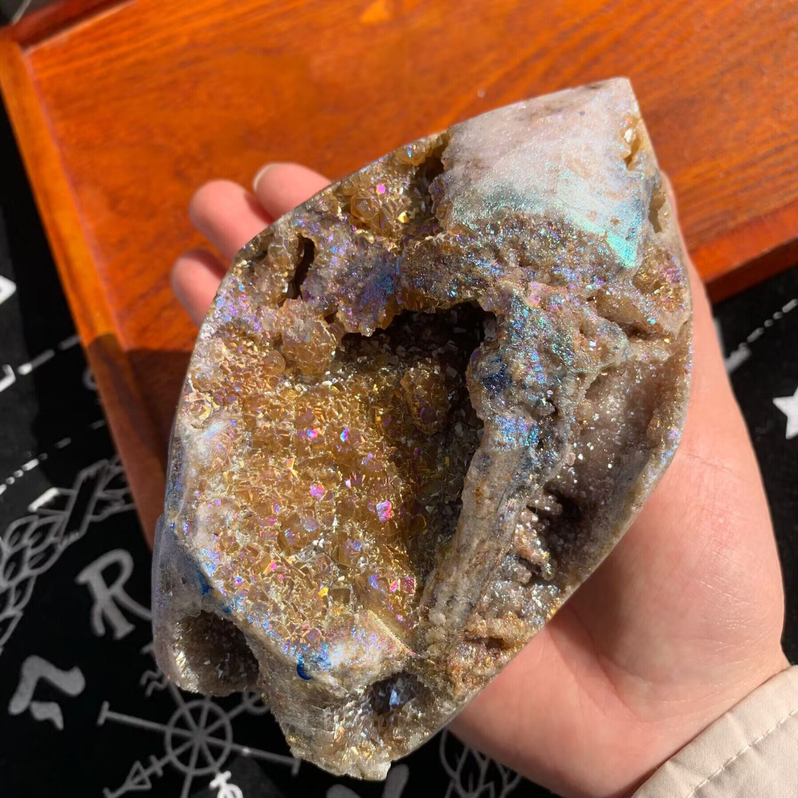 821g Angel Aura Sphalerite Freeform Point Druzy Stone Crystal Specimen Decor