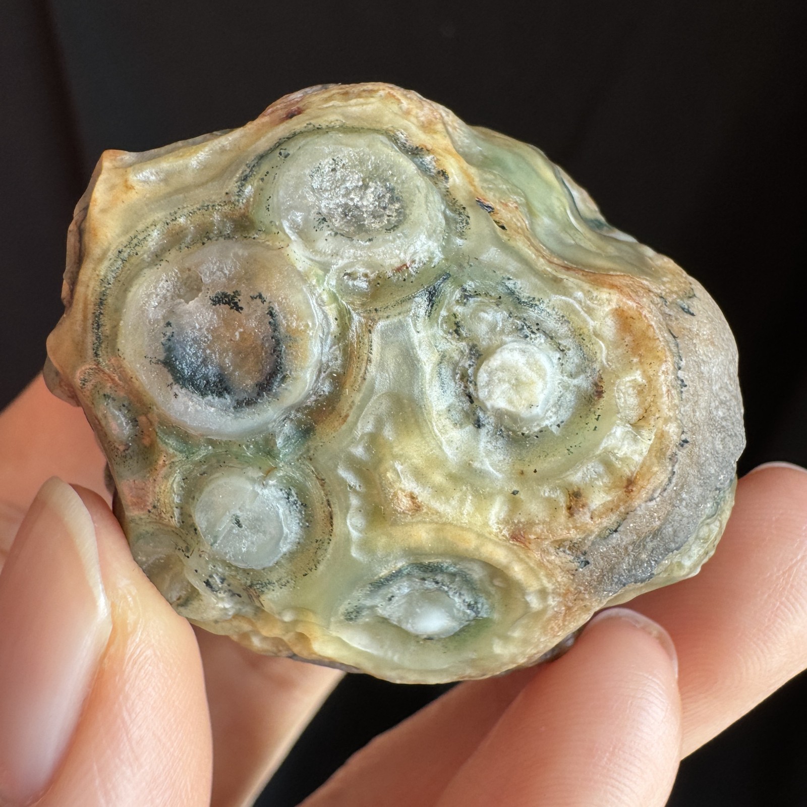 5cm/87g Natural Big Alxa Gobi Desert Colorful Eye Agate, Mongolia-1001