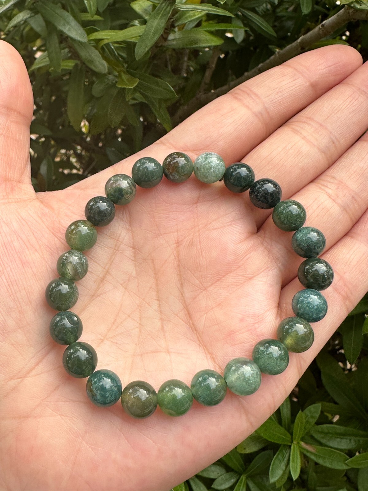 Grade A++ Moss Agate Crystal Bead Bracelet 8mm, Protective Stone, Wholesale Lot