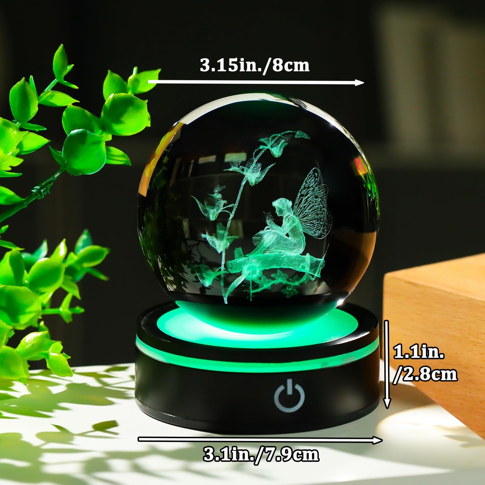 YWHL 3D Butterfly Fairy Figurine Crystal 3.15 inches (8 cm),