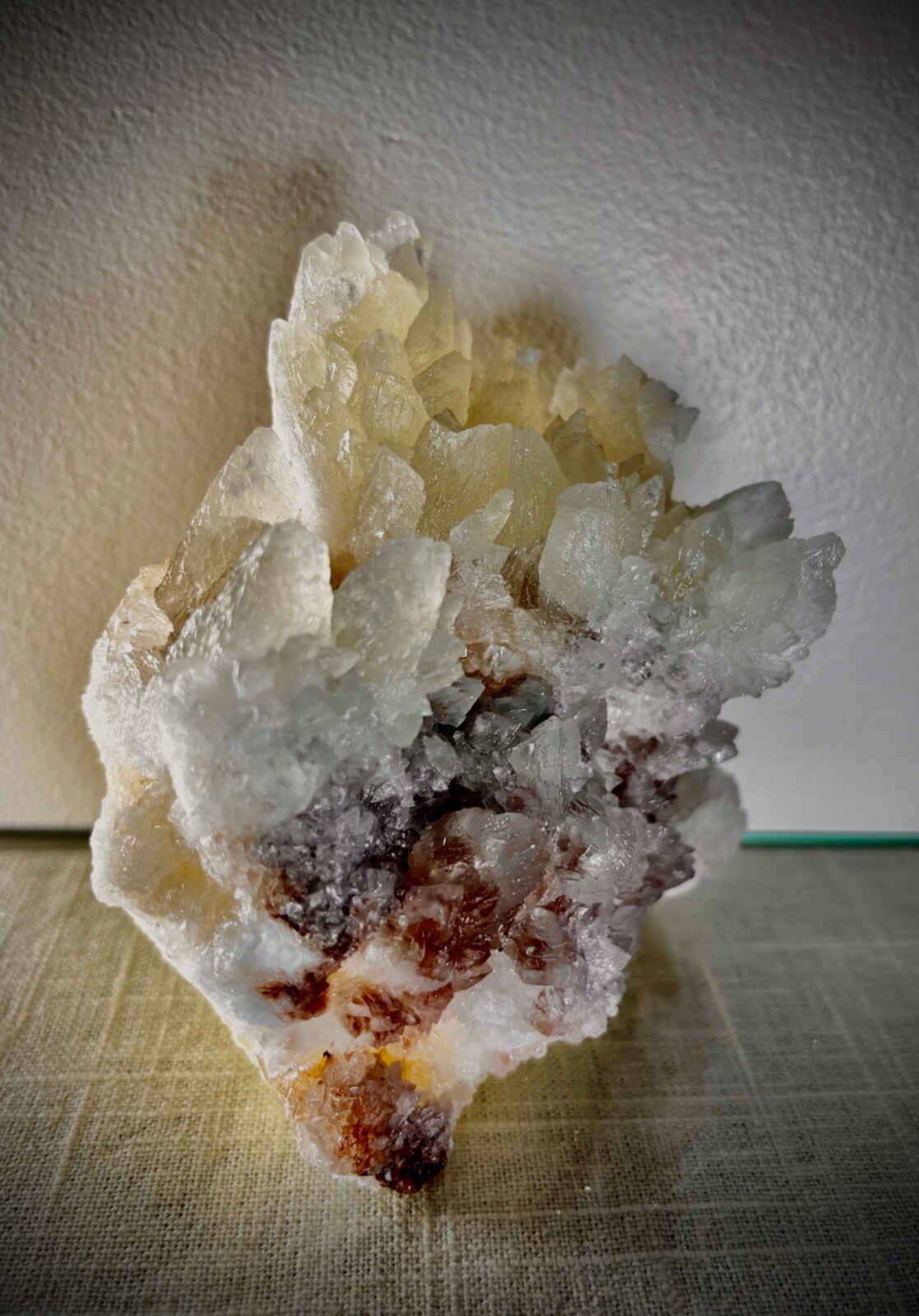 CALCITE CRYSTAL CLUSTER on QUARTZ SPECIMEN MULTI COLOR