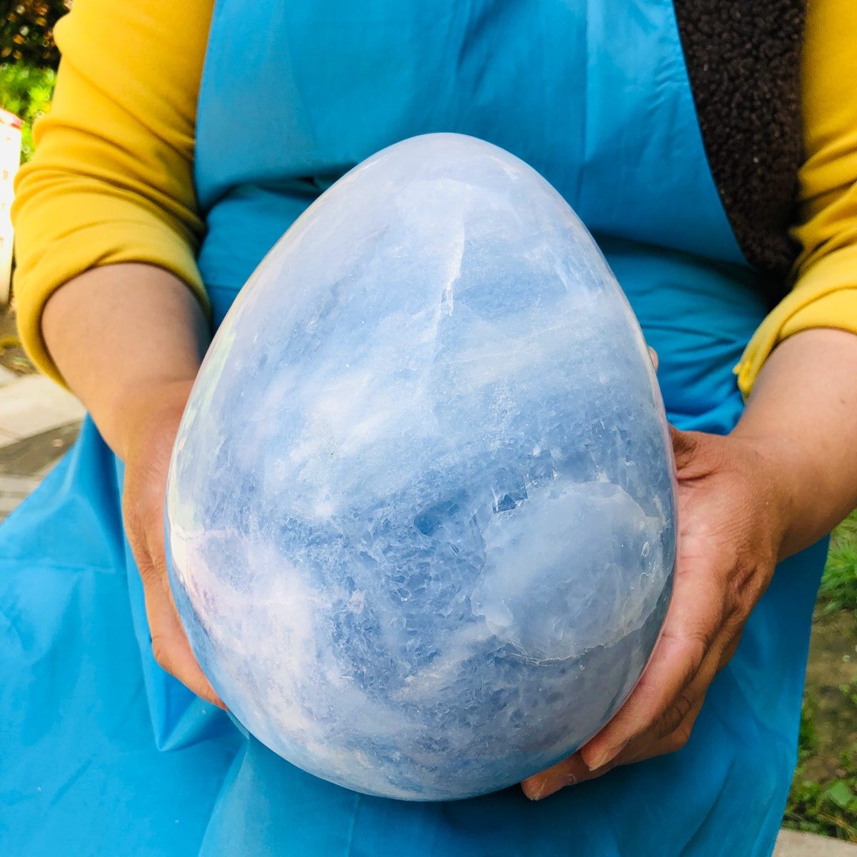 11.5LB Natural blue celestite POLISHED egg shape Quartz Crystal healing decor
