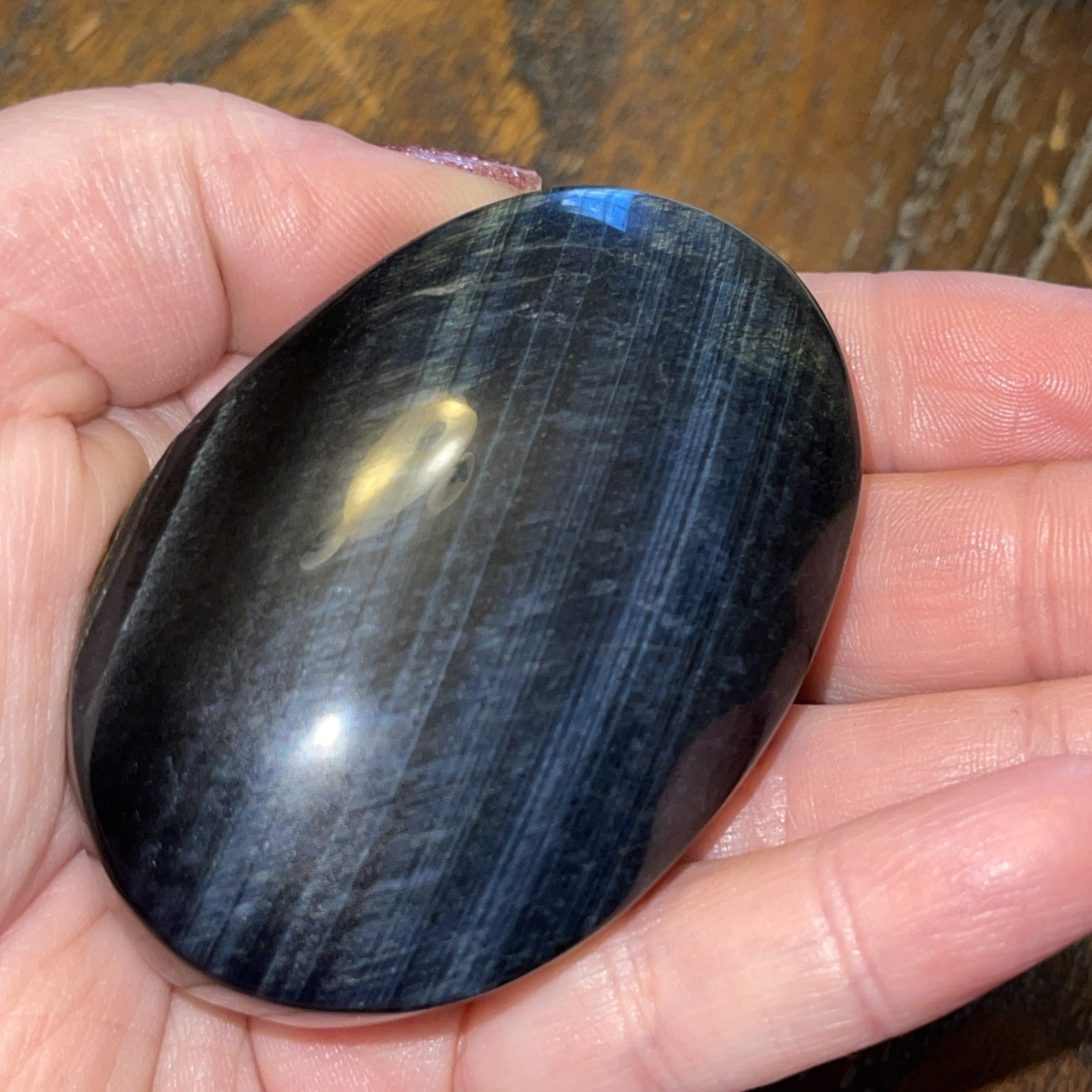 Blue Tiger’s Eye Palm Stone High quality dark blue 2.59in x 1.71in x .86in 108g