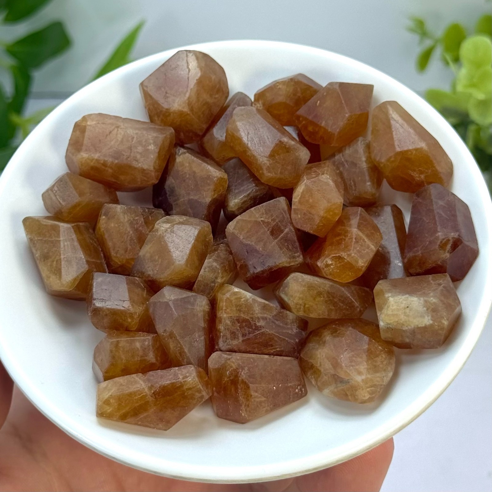 Faceted Red Spessartine Garnet Crystal Tumbles for Jewelry Making, 240g