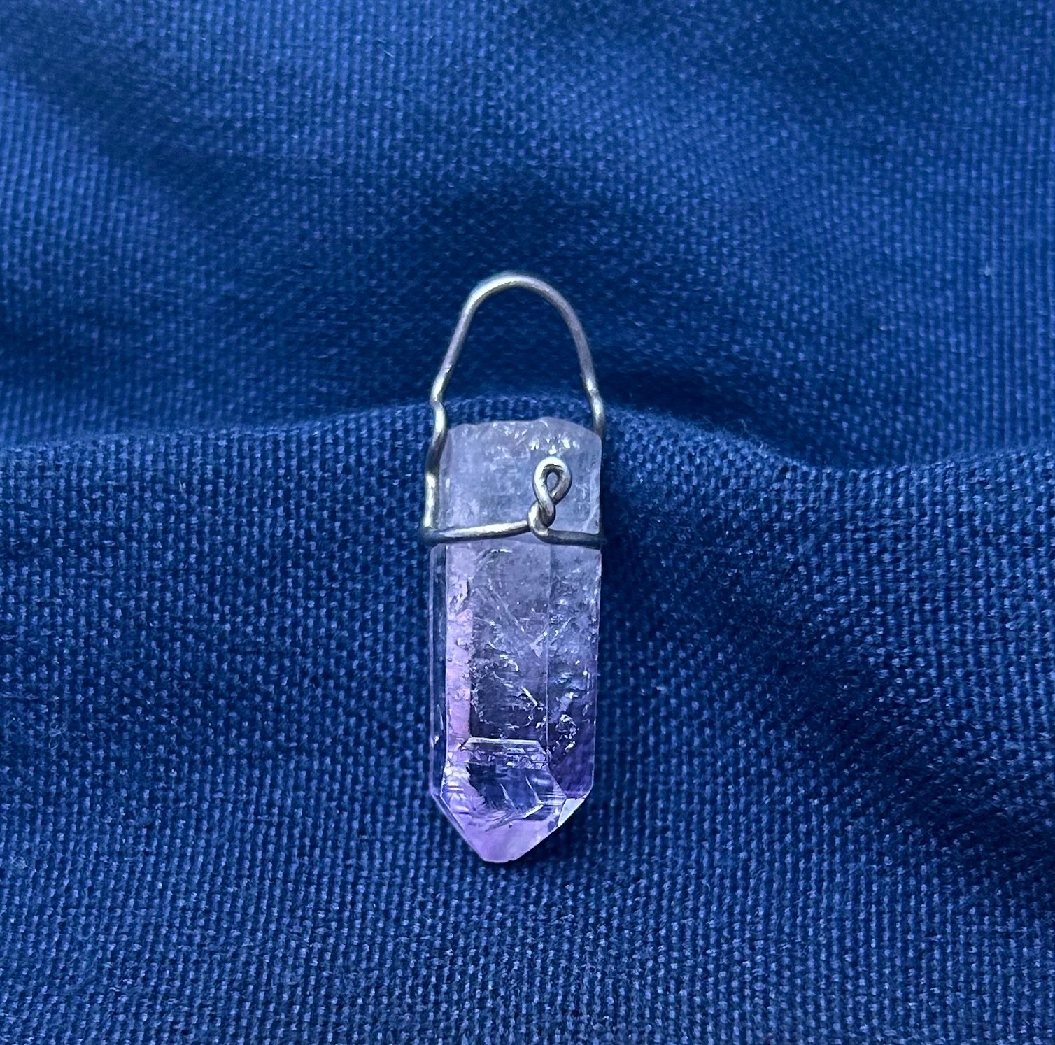Sterling Silver Amethyst Point Raw Crystal Purple Quartz Crystal in