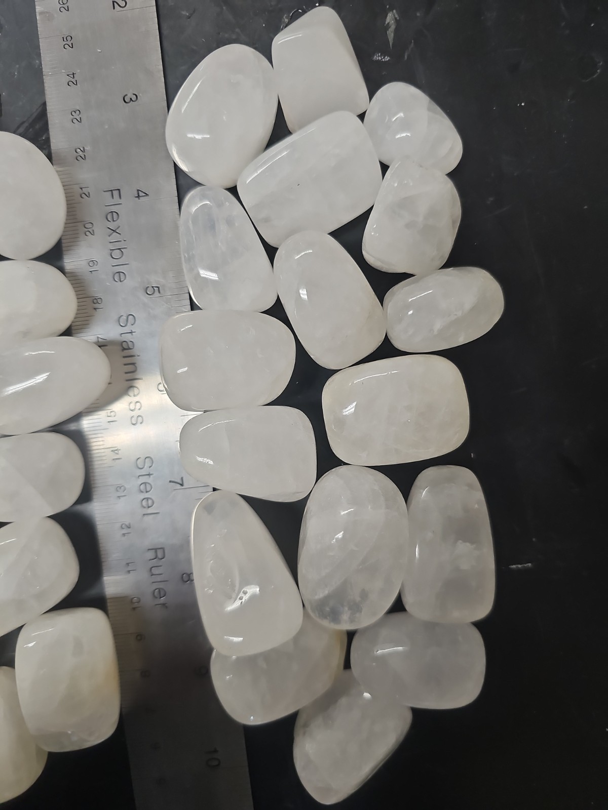 Bulk 2 Pound Lot Tumbled Snow White Quartz – Large 1″ to 1-1/4″ Healing Stones