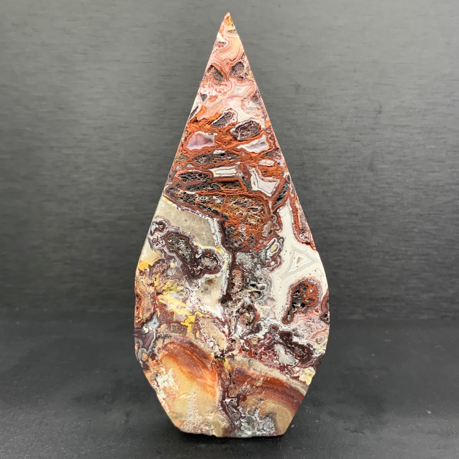 205g Natural Mexican agate Tear Drop Tower Crystal Quartz Stone Point Healing