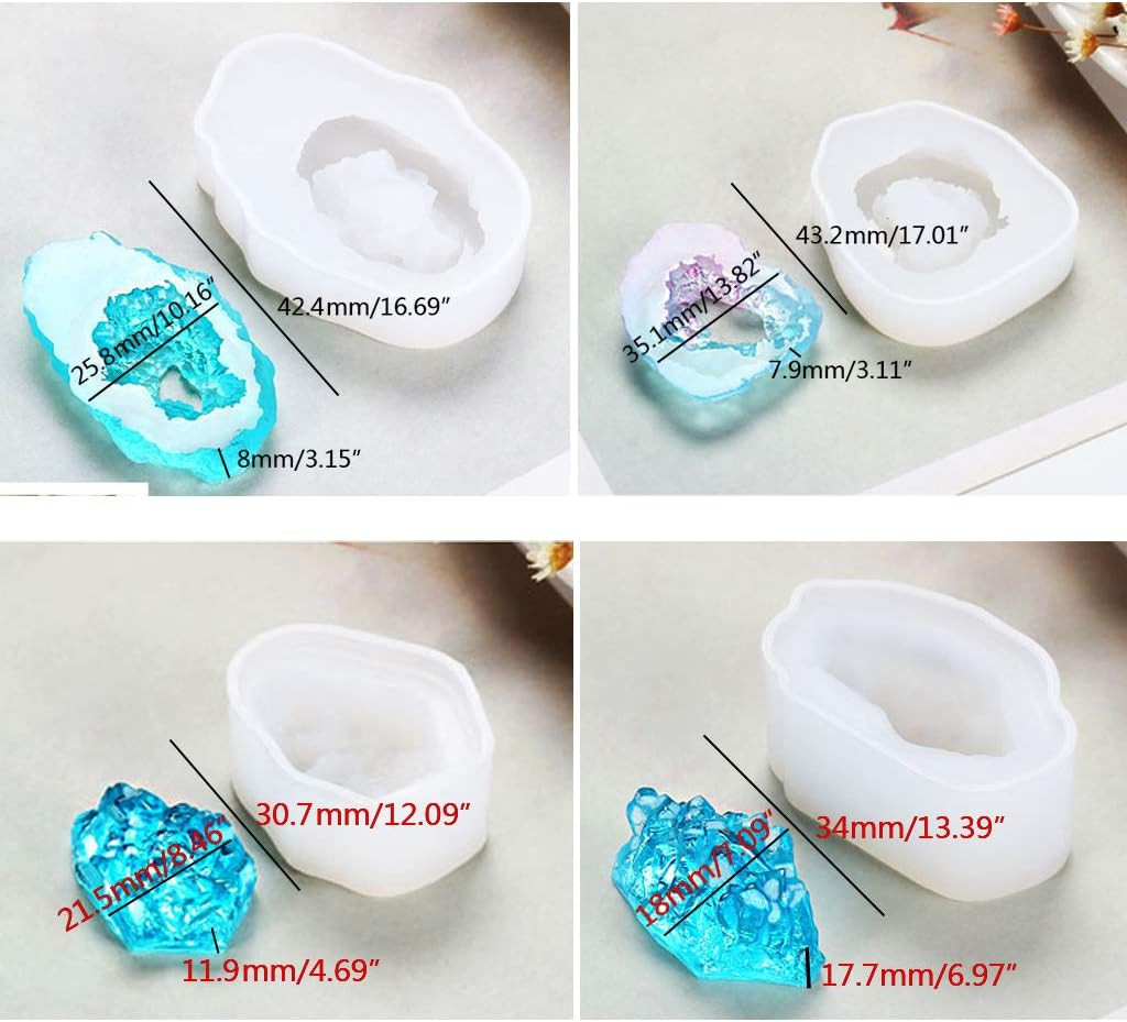 Natural Stone Resin Mold Crystal Quartz Rock Cluster Geode Druzy Gem Pendant Sil