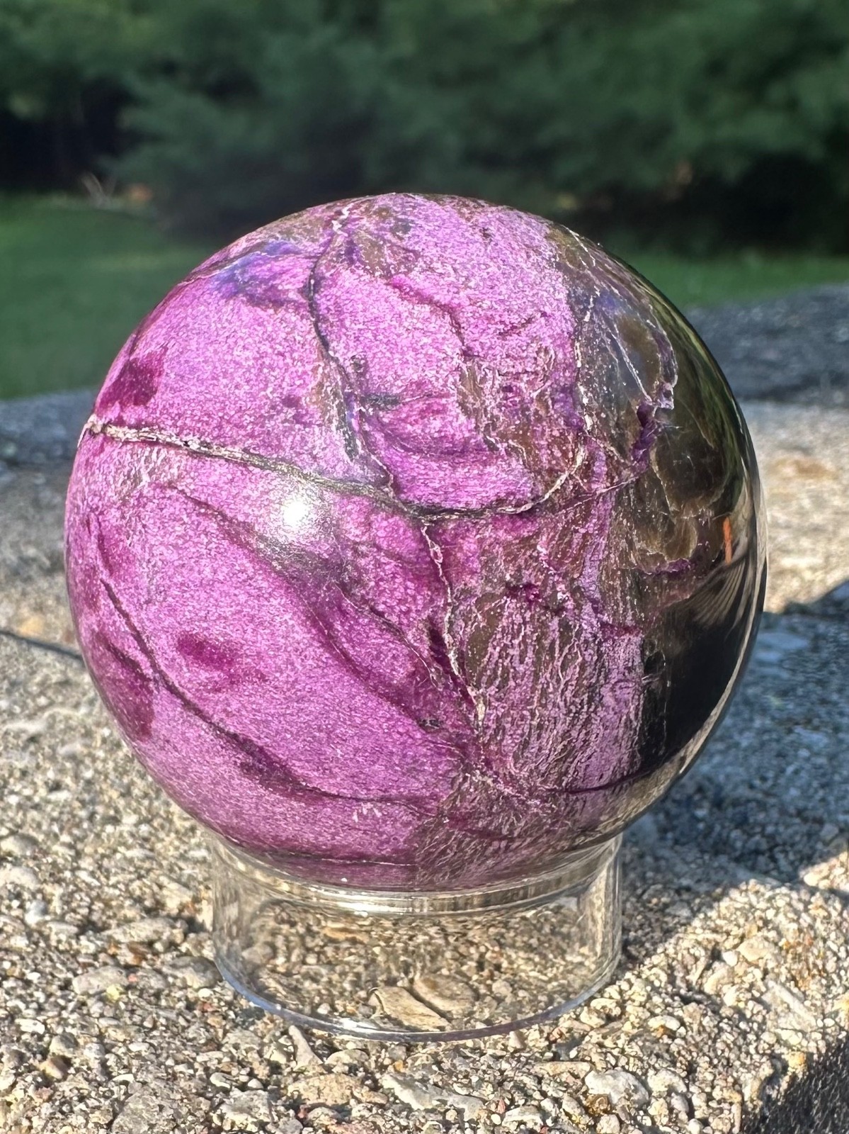 136g natural purple atlantisite stichtite sphere polished crystal ball