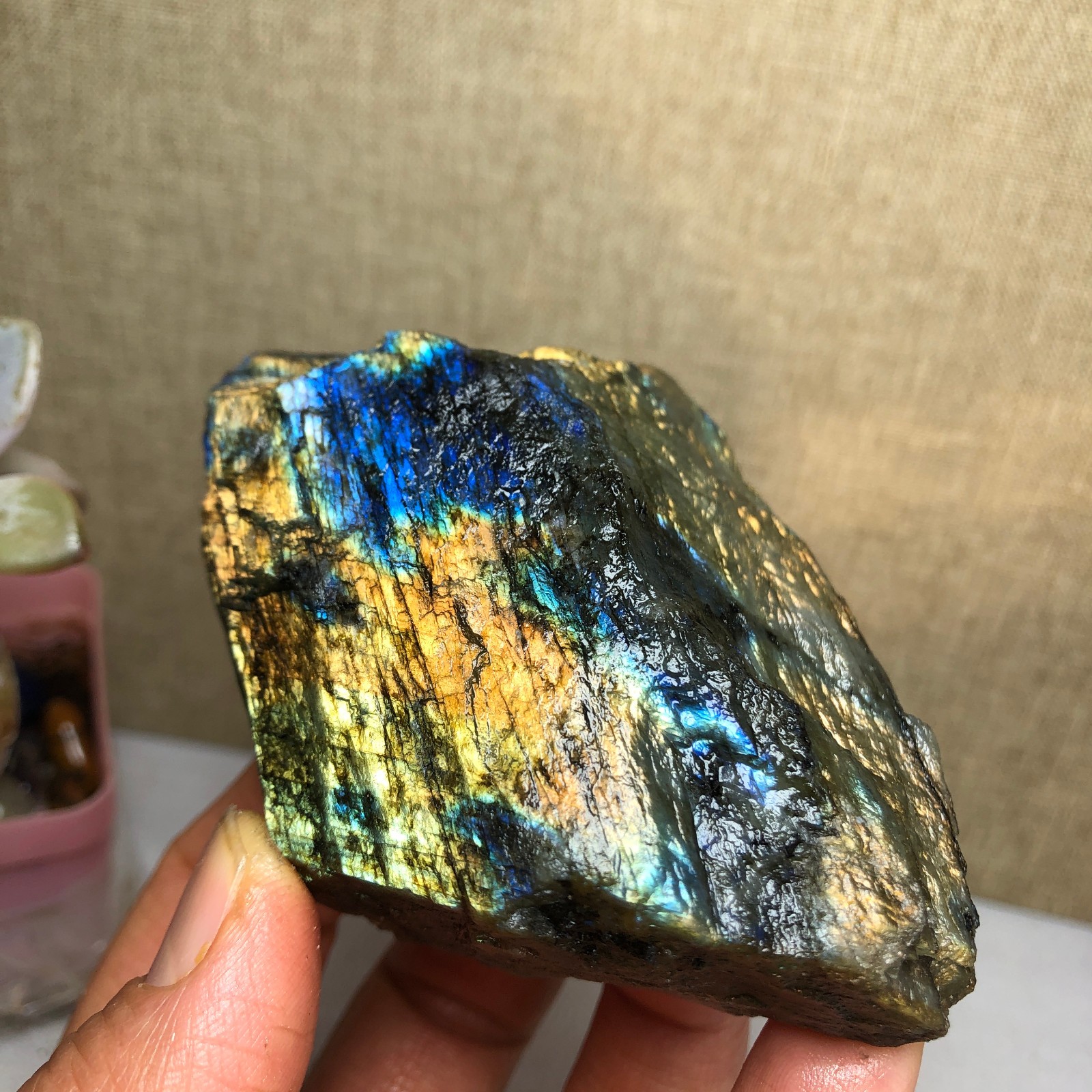 65mm Natural Labradorite Crystal gemstone rough original Specimen 205g A2631
