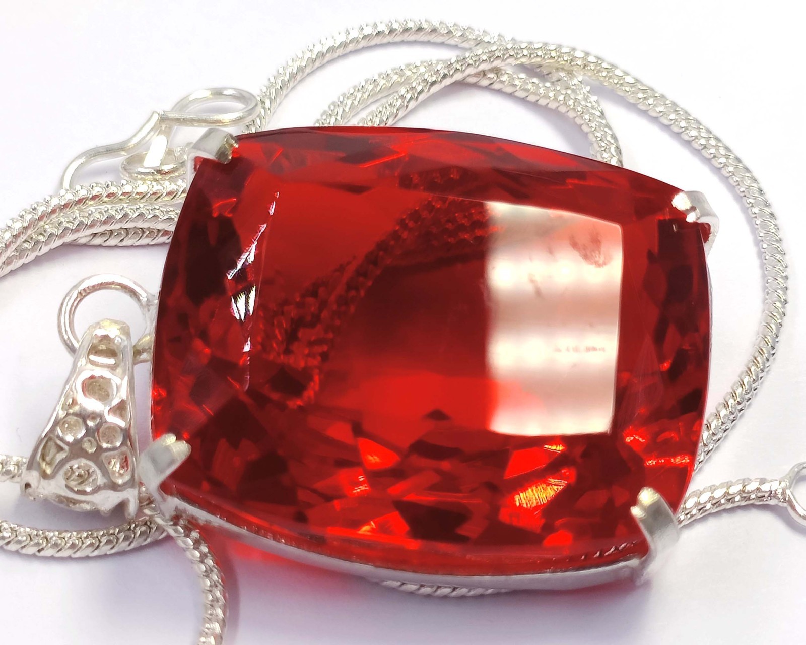 120 CT Natural Red Ruby Cushion Shape 925 Silver Pendant IGL Certified Gems 6JDA