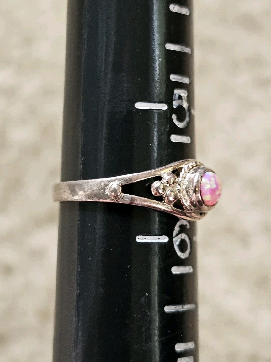 Sterling Silver Lab Created Opal Ring, Size 5.5, Crystals & Stones Mineral