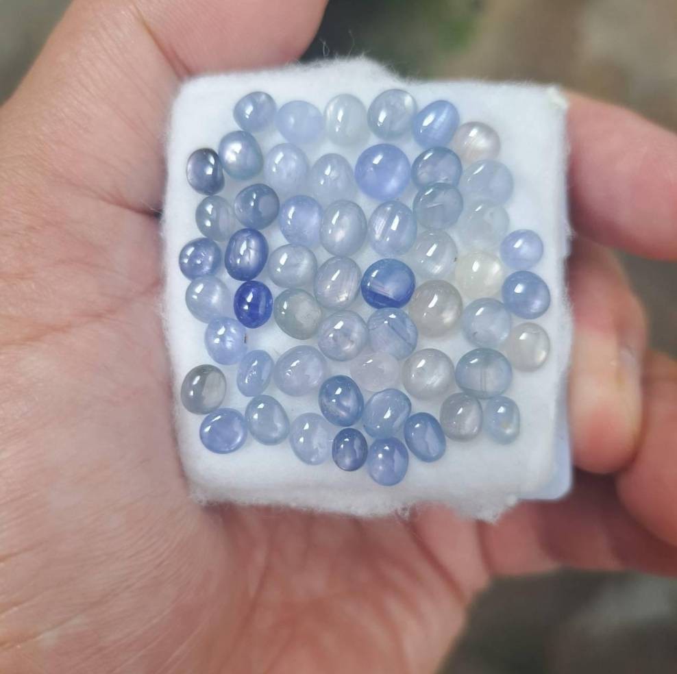 Natural Burmese Star Sapphire Mogok Lot 54pcs Blue Cabochon 55ct