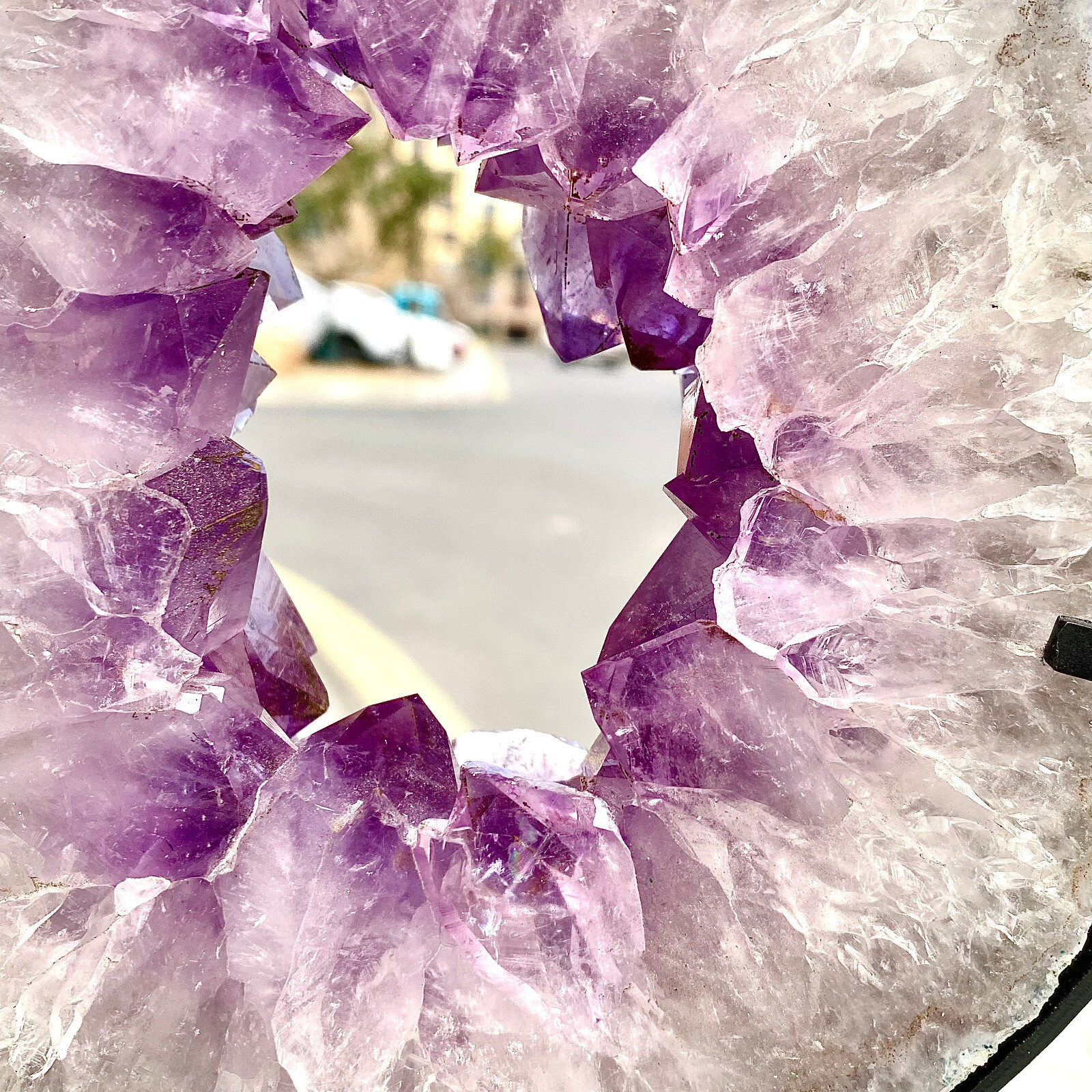 4.29LB Natural Amethyst Cave Crystal Slice Crescent shaped Hand Cut Repai