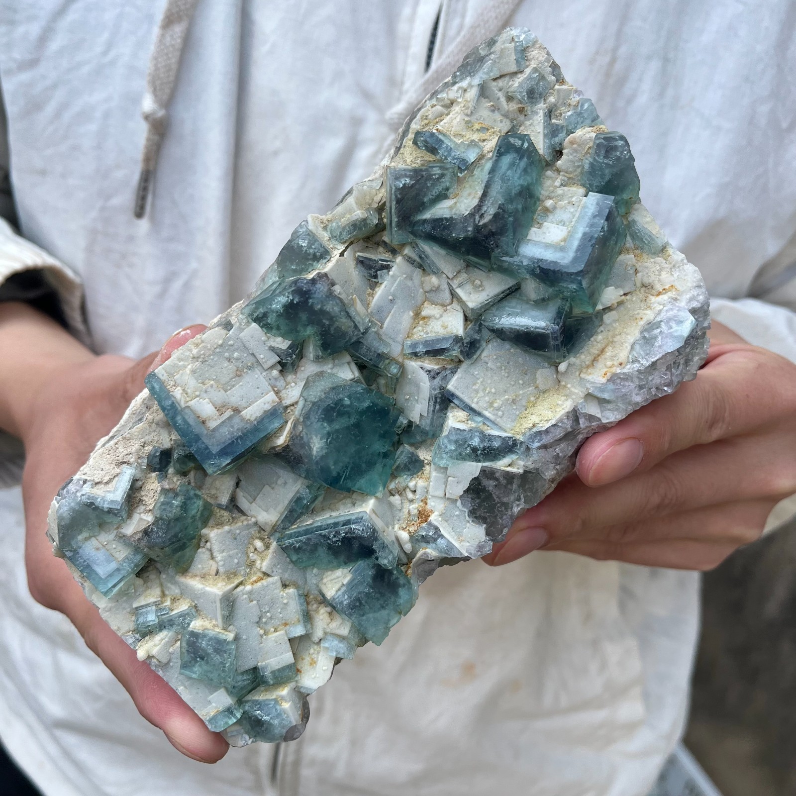 2.8LB NATURAL Green Cube FLUORITE Quartz Crystal Cluster Mineral Specimen