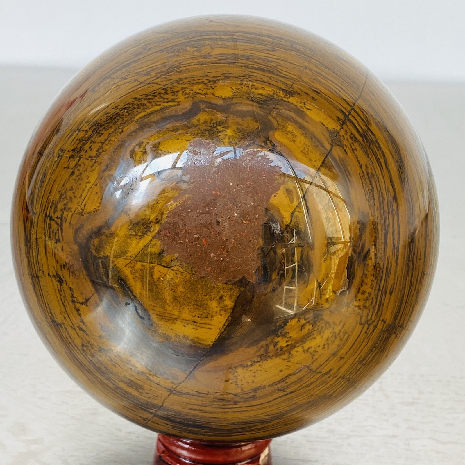 Natural Tiger Eye stone ball quartz crystal ball Reiki healing 2060G