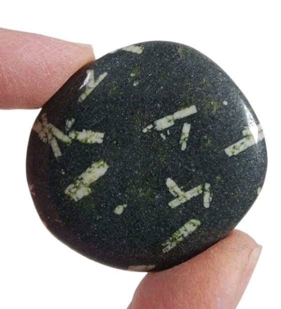 Chinese Writing Polished Smooth Stone 35.6 grams
