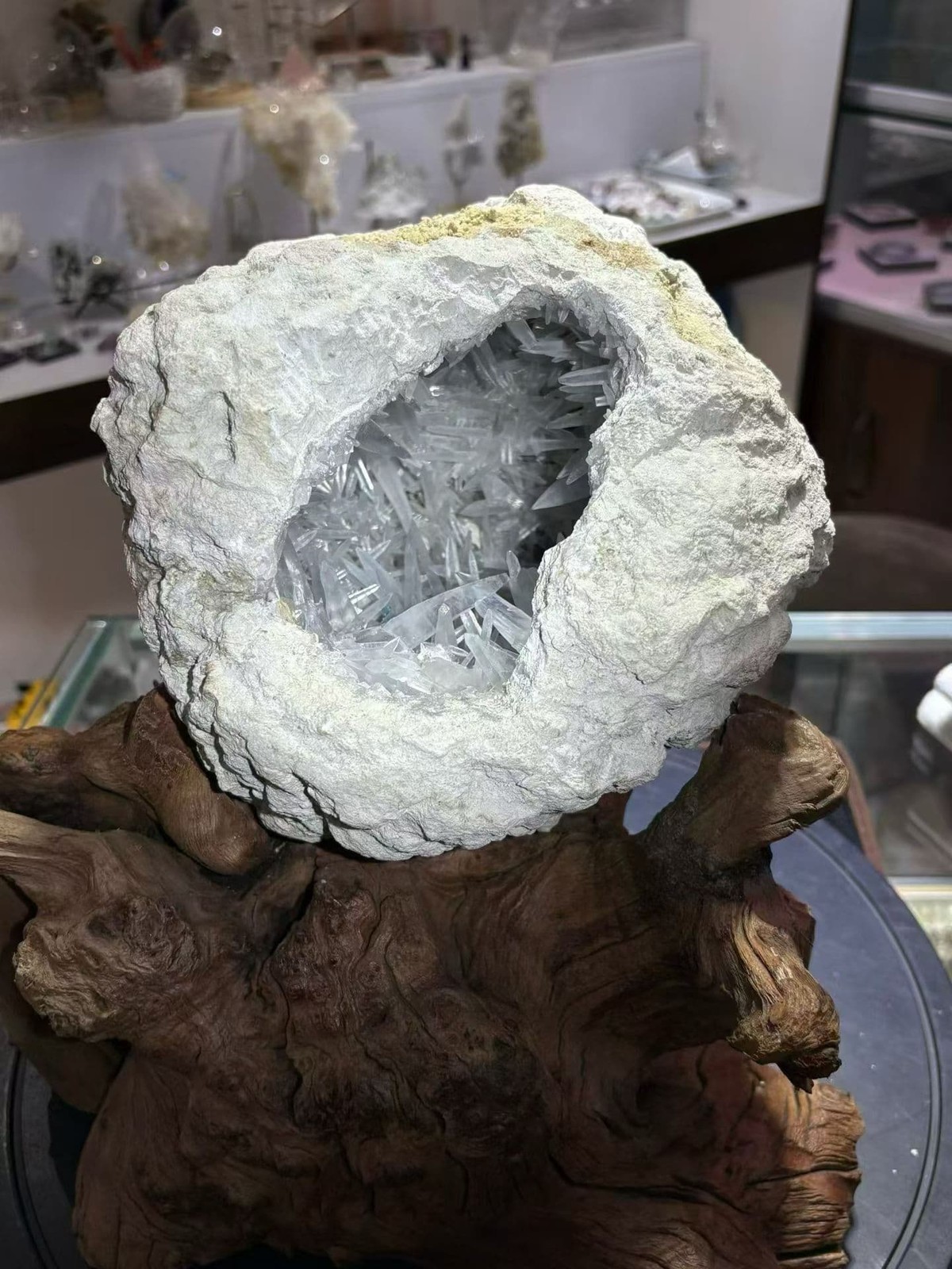 32.34LB Natural Tianqing Stone Crystal Cave Quartz Obelisk Point Healing + stand