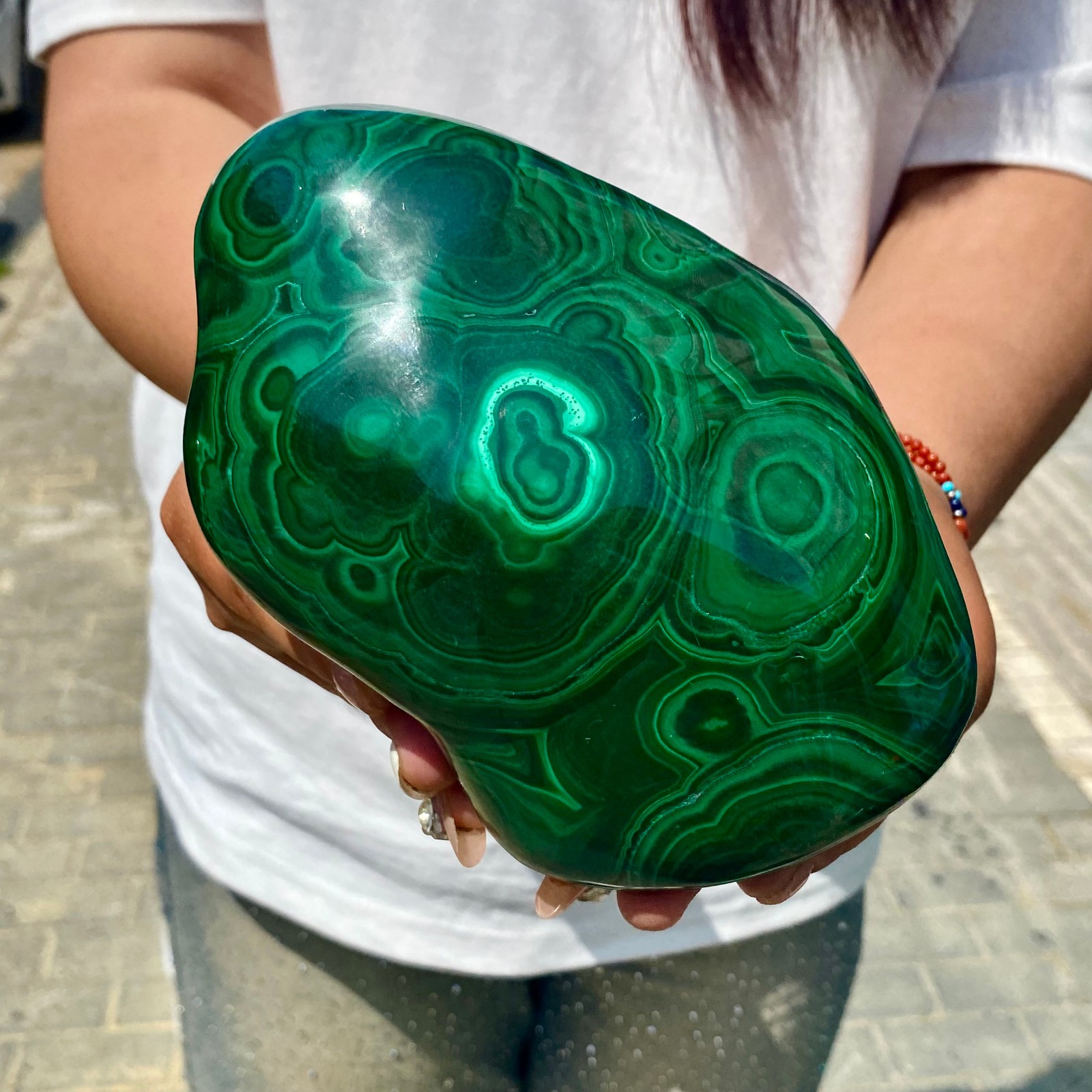3.43LB Natural glossy Malachite transparent cluster rough mineral sample