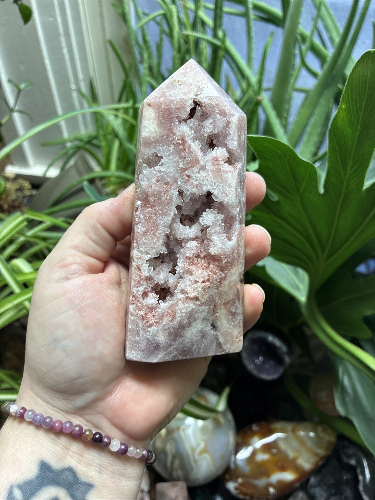 Sparkly Druzy Pink Amethyst Tower